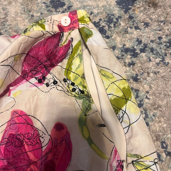 Chico’s Floral A-Line Skirt | Size 2 | Vibrant Pink & Green Print - Picture 2 of 3
